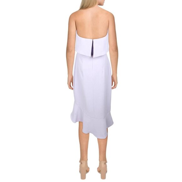 NWT XSCAPE Women's Faux Wrap Hi-Low Midi Dress in Lavender Purple - Picture 2 of 12
